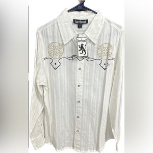 Forefront Western Country
Button Down Shirt, New NWT
Rare White 100% Cotton Lg.